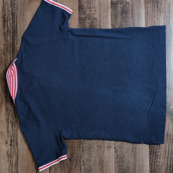 Psycho Bunny Ringer Polo Size 6 Large In Deep Blue With Red Stripes Pima Cotton - Picture 5 of 11